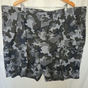 Men's Sonoma Big & Tall Size 50 Flexwear Ripstop Gray And Black Cargo Shorts NWT